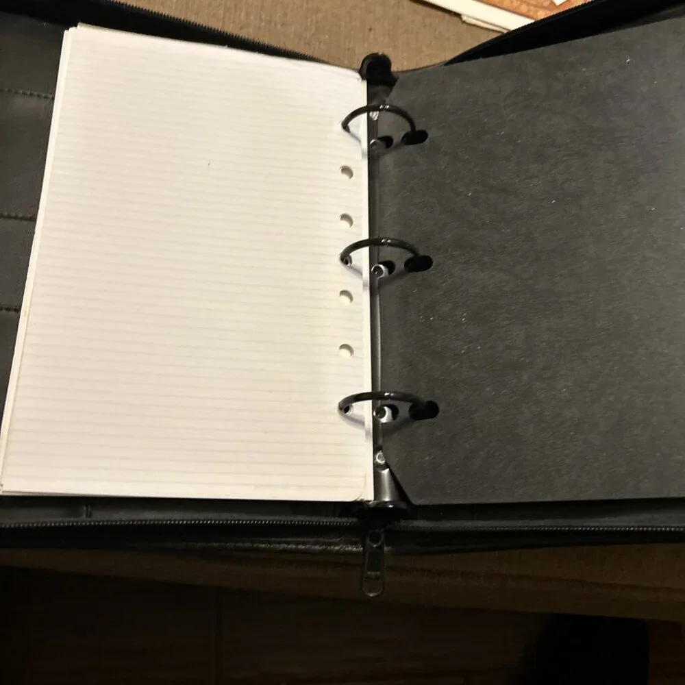 Leather Day Runner Classic Edition Planner 3-Ring Binder Black W/paper Vintage